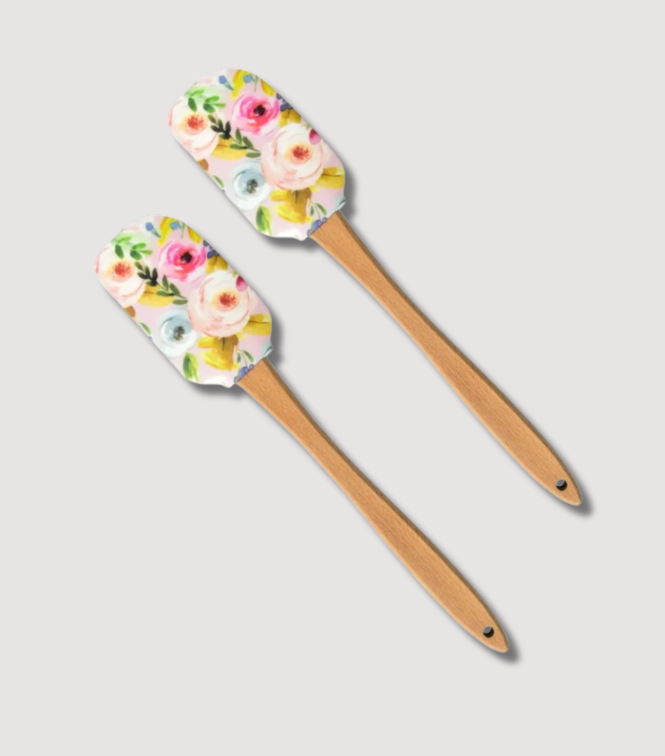 Silicone Spatula Set of 2 - Pink Floral