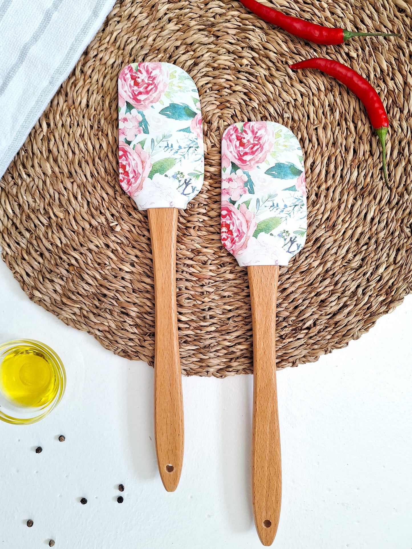 Silicone Spatula Set of 2 - Floral Carnation