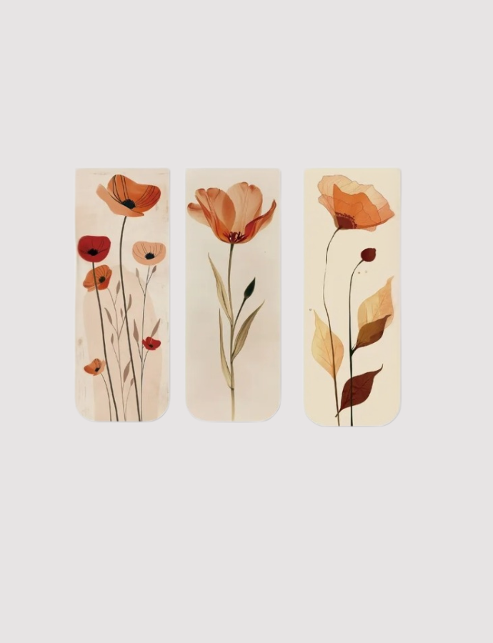 Floral A Magnetic Bookmark - 3pack