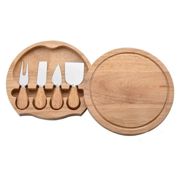 Wooden Cheese Board & Knife Set