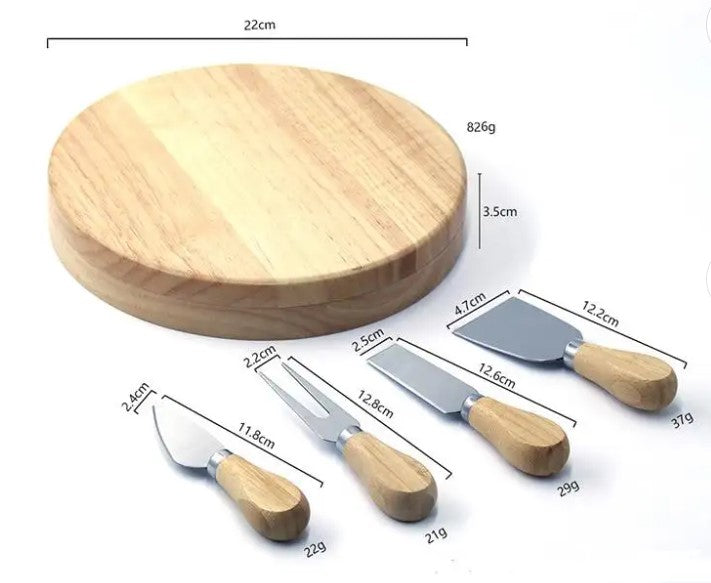 Wooden Cheese Board & Knife Set