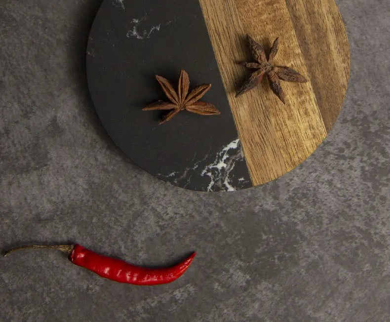 Marble & Wood Coasters - Round - 2pack