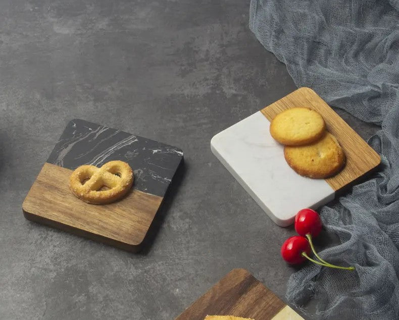 Marble & Wood Coasters - Square- 2pack