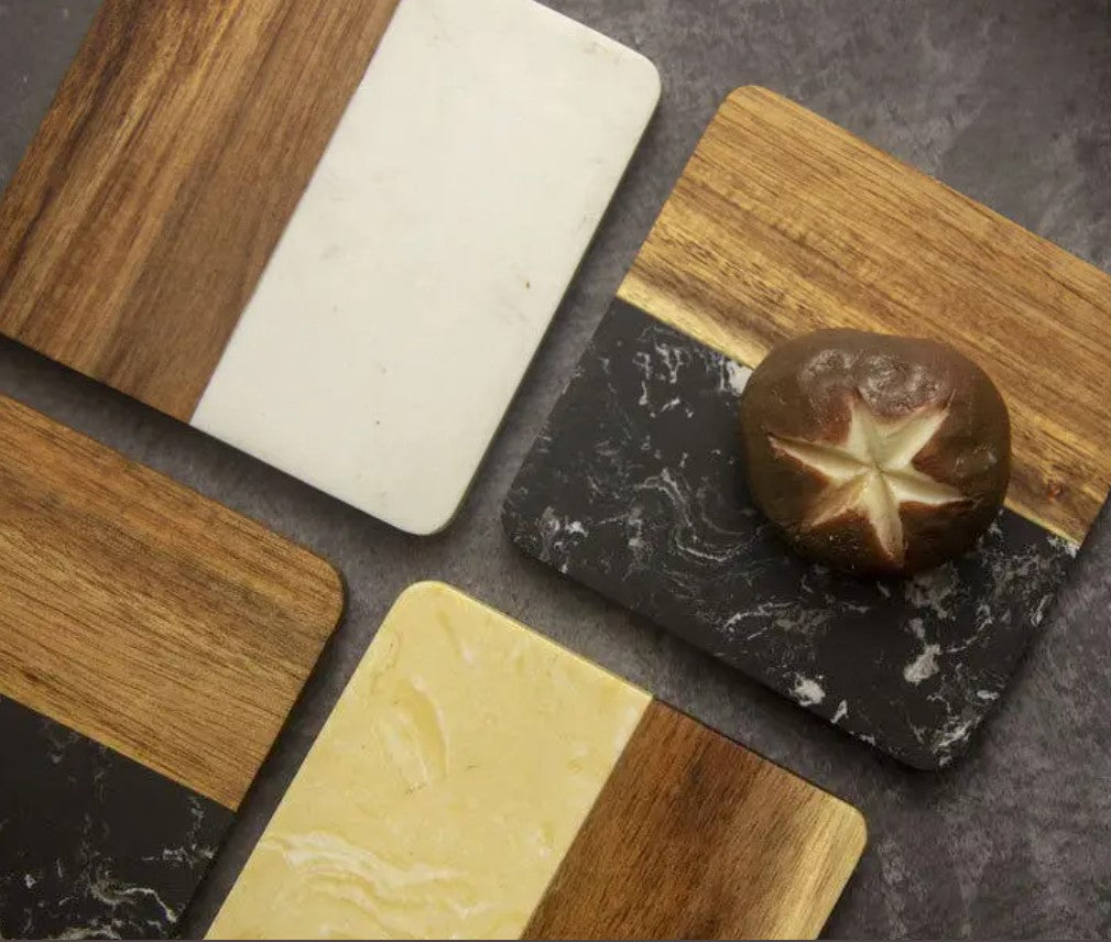 Marble & Wood Coasters - Square- 2pack