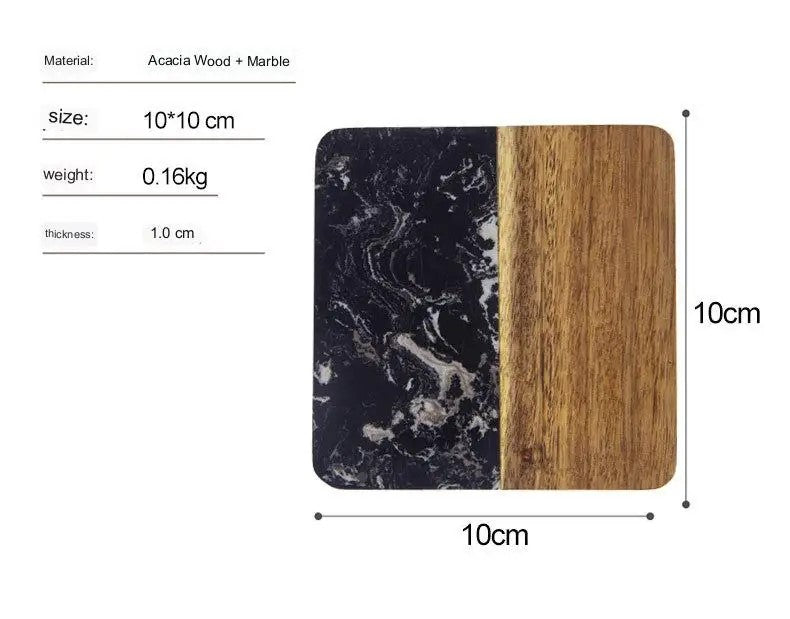 Marble & Wood Coasters - Square- 2pack