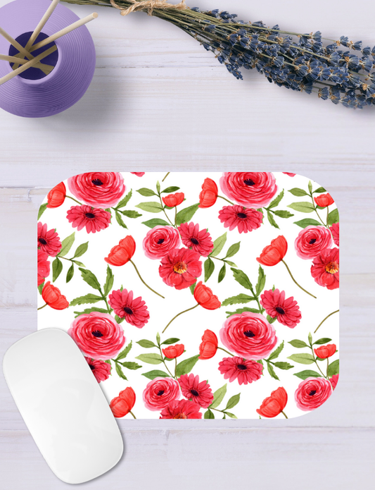 Red Floral Mouse Pad