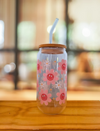 Retro Flower Glass Cup - 550ml
