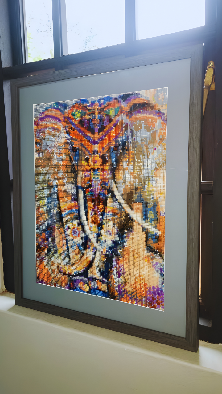 Majestic Ember Elephant Diamond Dot Artwork