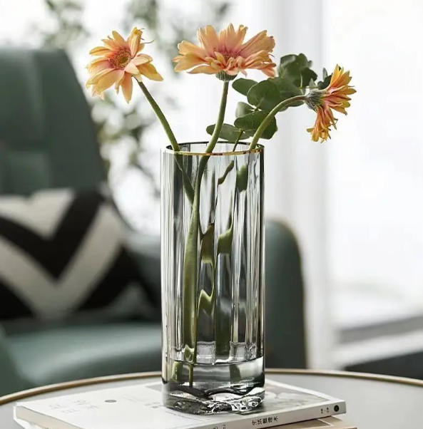Gold Rim Textured Vase