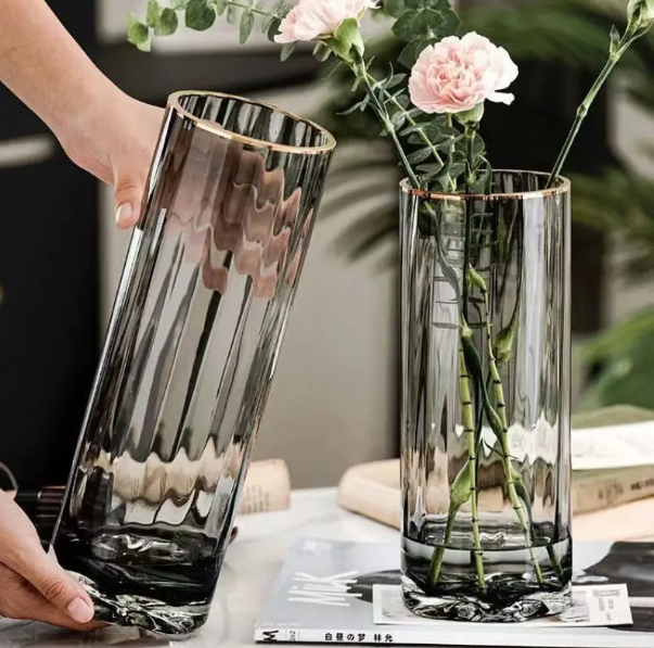 Gold Rim Textured Vase