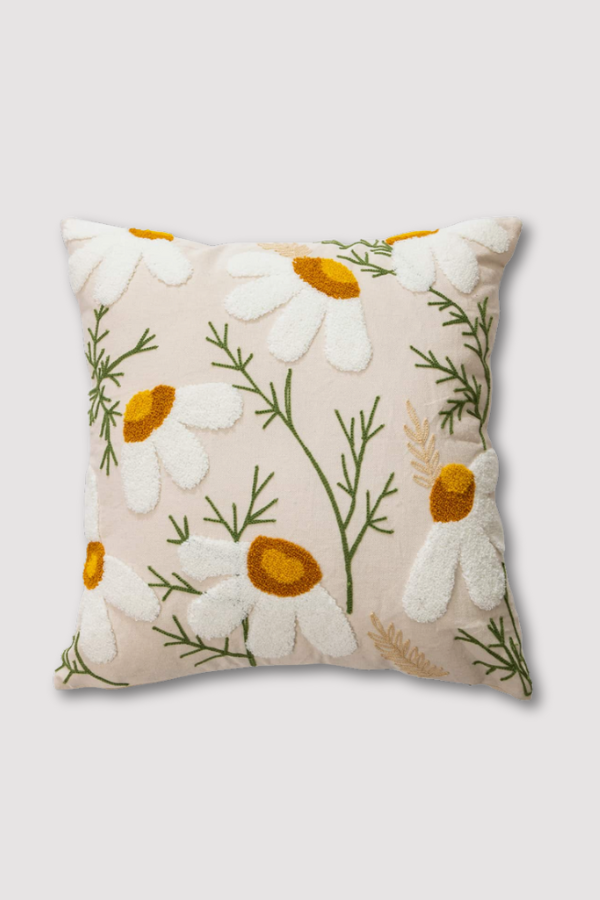 Daisy Embroidered Scatter Cushion