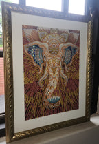 Golden Radiance Elephant Diamond Dot Artwork