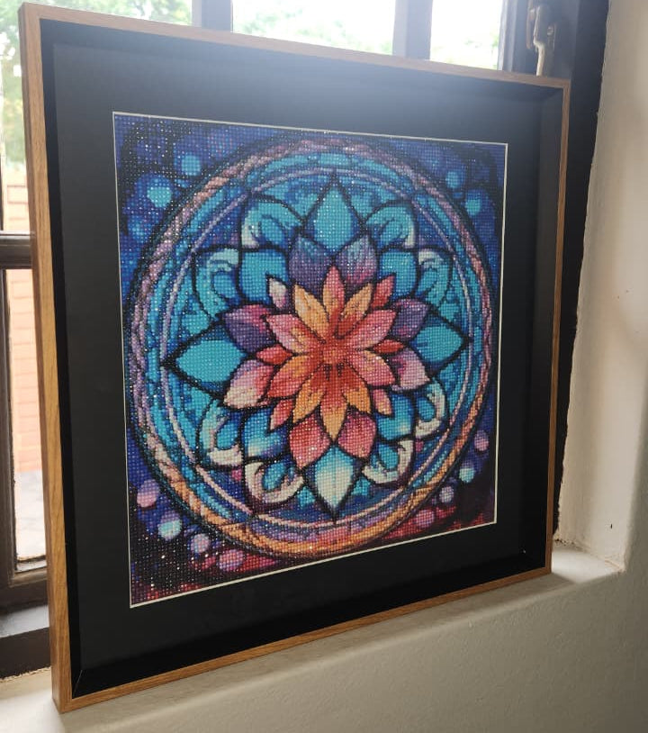 Celestial Bloom Mandala Diamond Dot Artwork