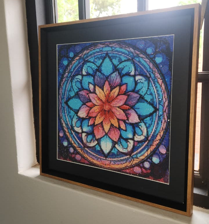 Celestial Bloom Mandala Diamond Dot Artwork